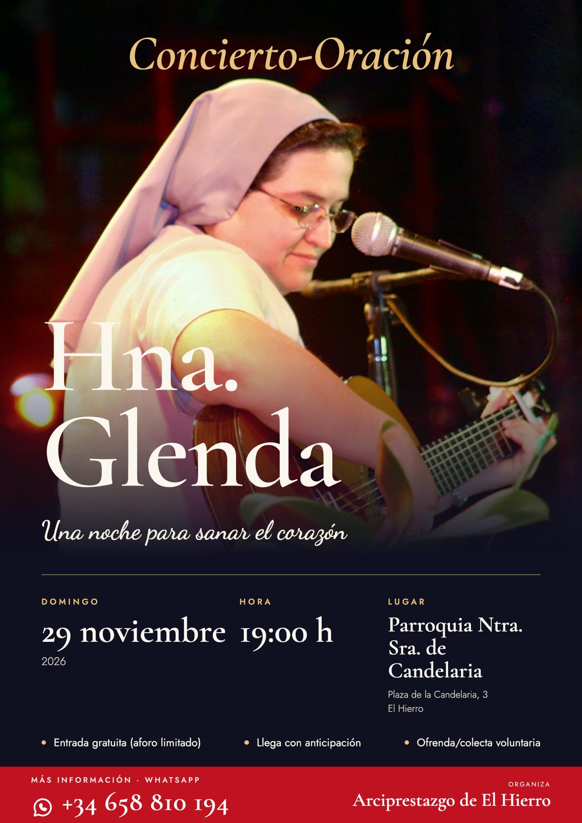 La Hermana Glenda ofrecerá en noviembre tres conciertos-oración en Guía de Isora, Agaete y Frontera