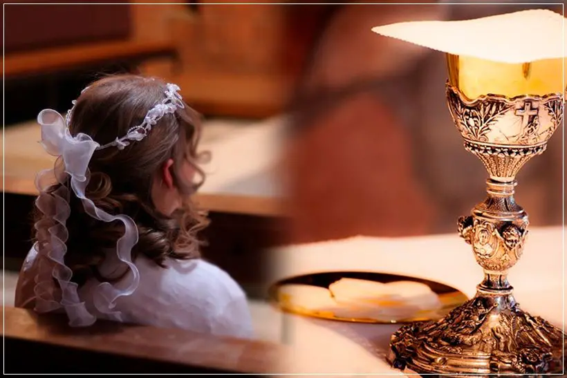 Niña primera comunión y cáliz